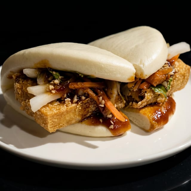 Lotus Bun (Bao Bun) with Fried Tofu.
