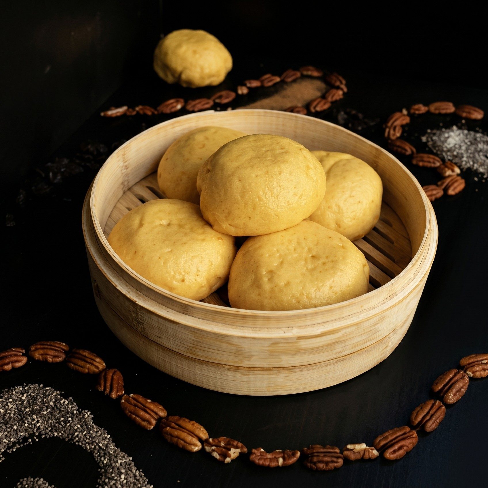 Steamed Sweet Bun with Mango Filling.
