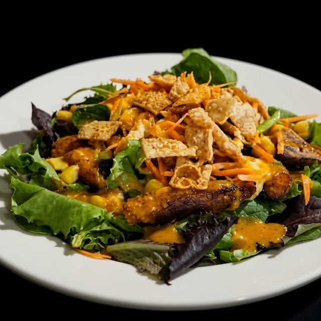 Grilled Chicken Salad with Honey Miso Dressing.