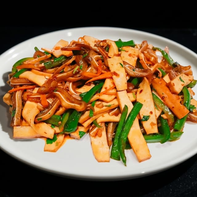 Pig's Ear with Smoked Tofu 猪儿炒香干.