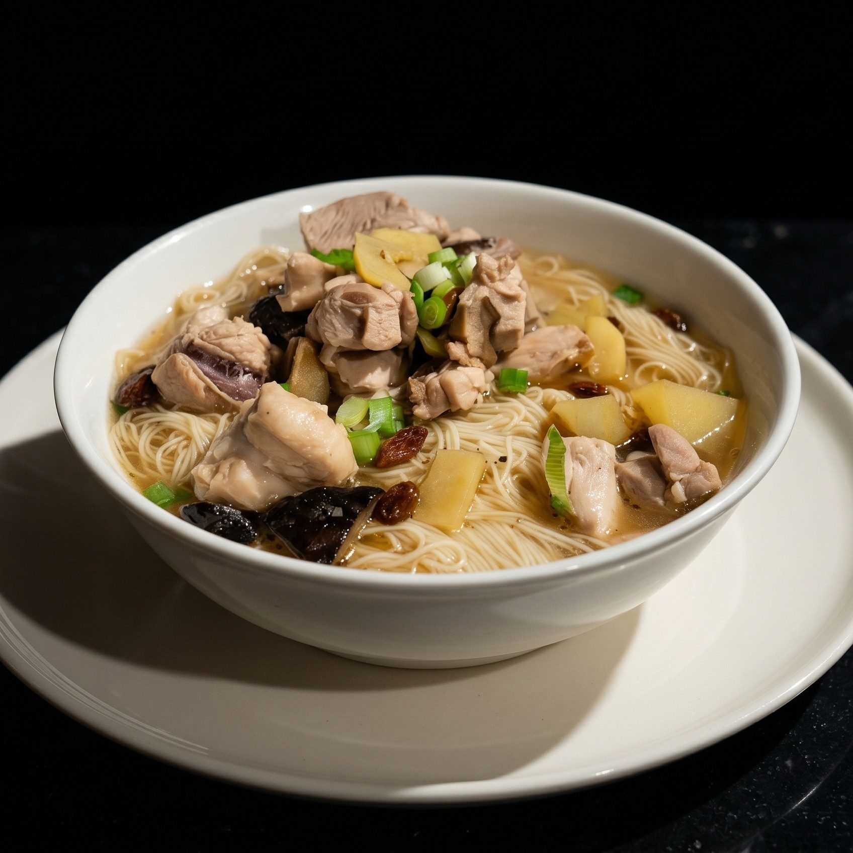 Chicken Noodle Soup with Sesame Oil and Ginger.