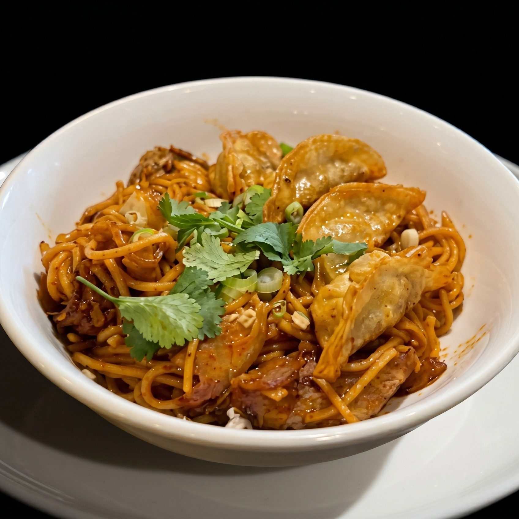 Fried Dumplings & Pork Belly Kimchi Noodle.
