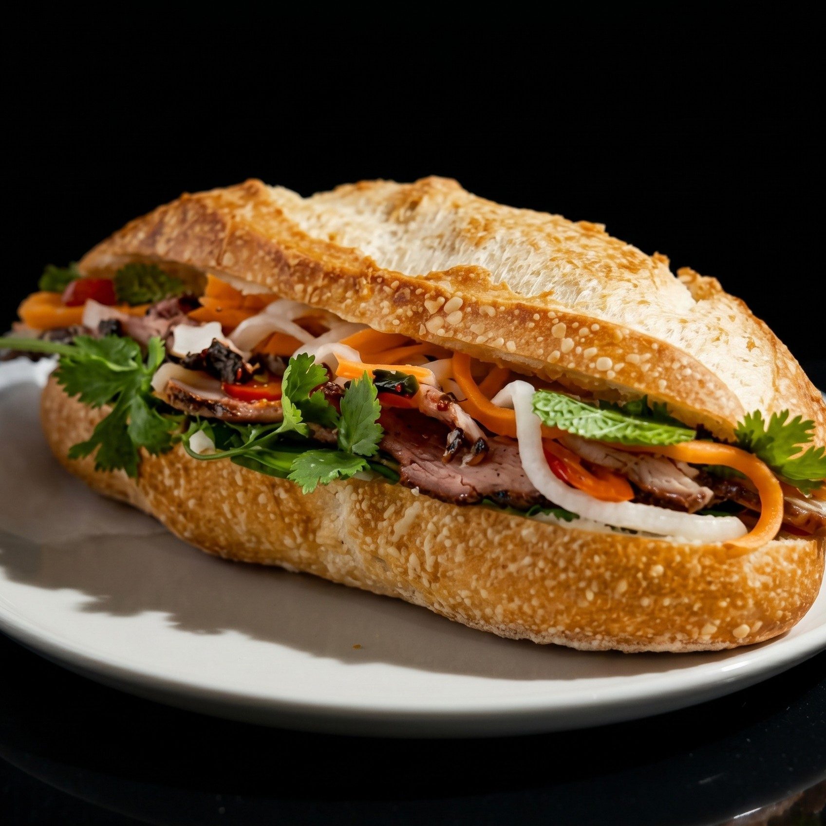 Banh Mi Cha Lua (Vietnamese Baguette Sandwich with Ham).