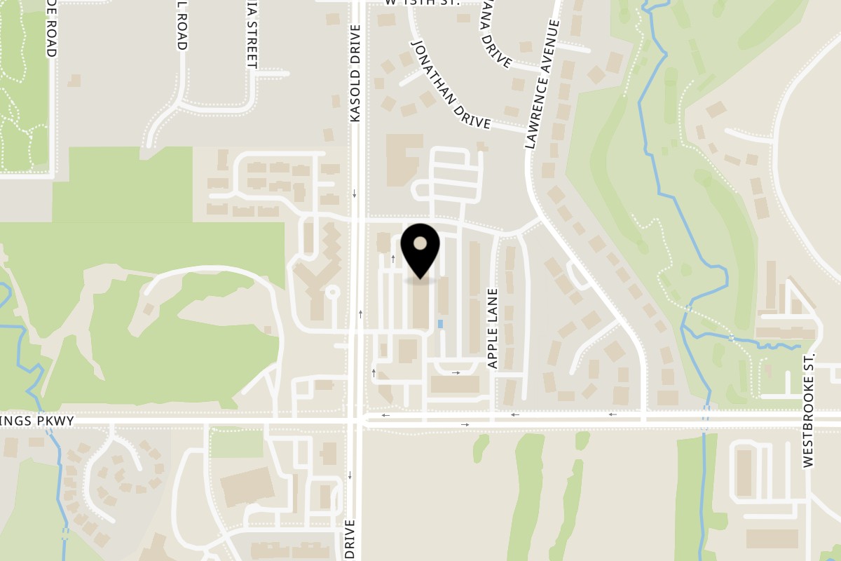 Map showing the location of Jade Garden on 1410 Kasold Dr a13 in Lawrence